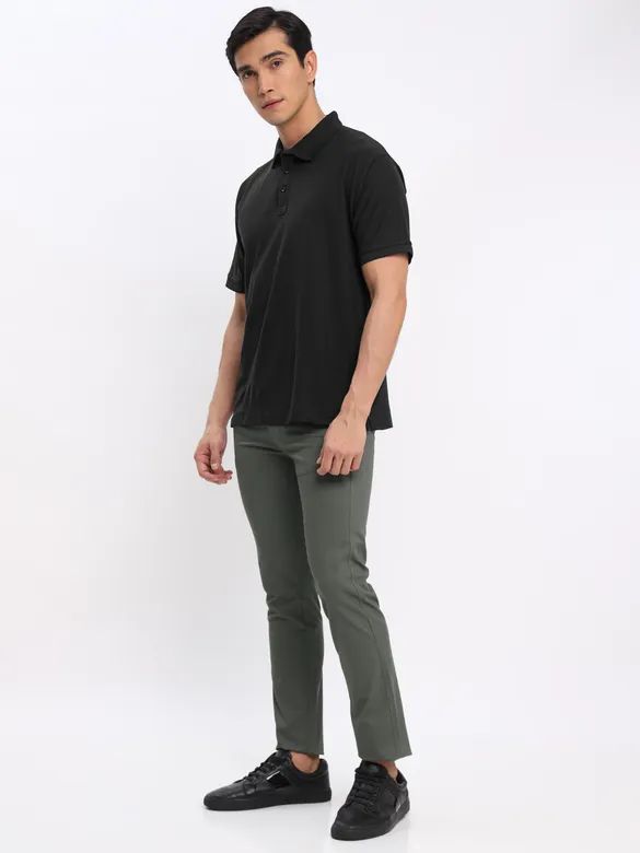 Black Polo T-shirt with Dark Grey Chinos: Pack of 2