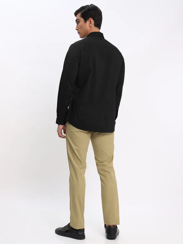 Black Shirt with Camel Beige Chinos: Pack of 2