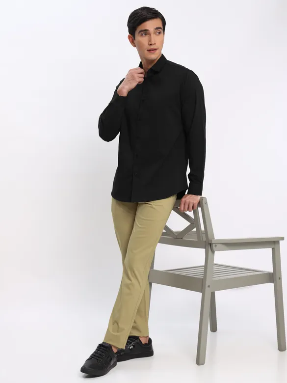 Black Shirt with Camel Beige Chinos: Pack of 2