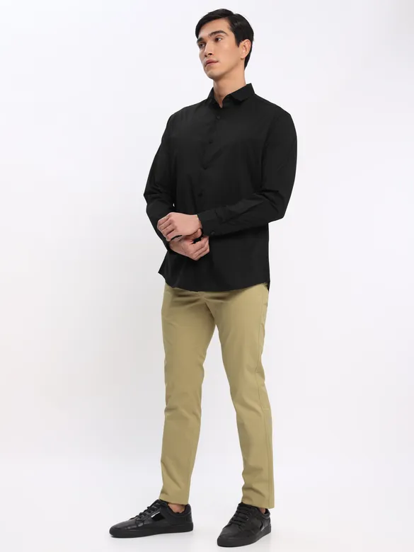 Black Shirt with Camel Beige Chinos: Pack of 2