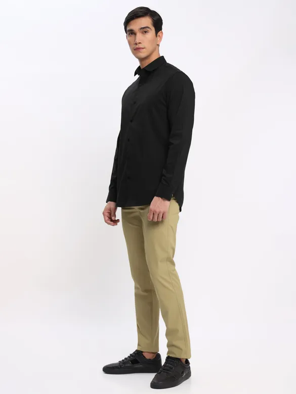 Black Shirt with Camel Beige Chinos: Pack of 2