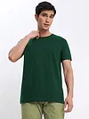 Bottle Green Plain T-shirt with Pickle Green Pyjama: Pack of 2