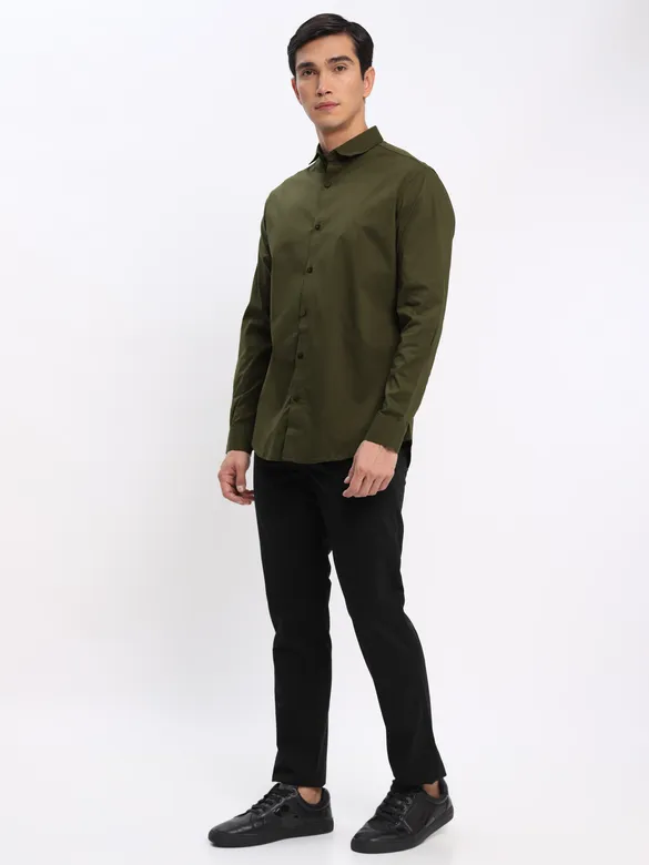 Burgundy and Army Green Shirt with Black Chinos: Pack of 3