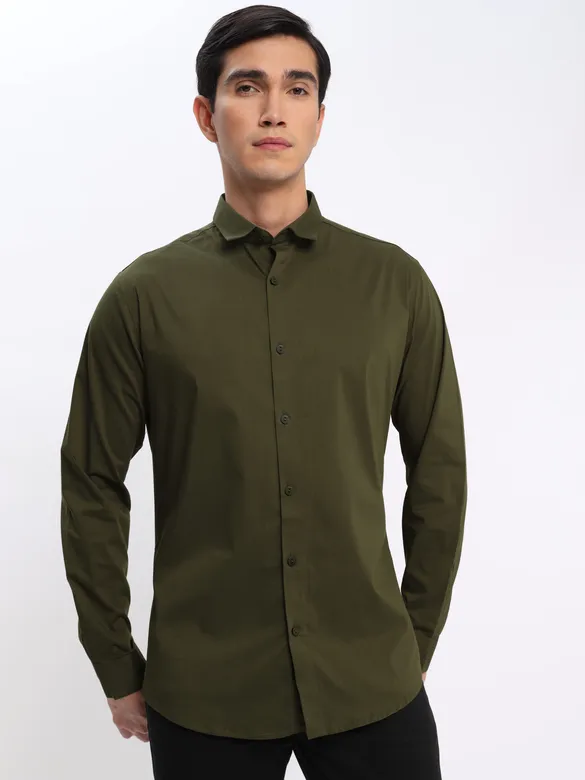 Burgundy and Army Green Shirt with Black Chinos: Pack of 3
