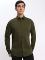 Burgundy and Army Green Shirt with Black Chinos: Pack of 3