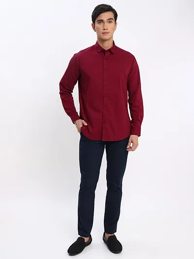 Burgundy Shirt with Midnight Blue Chinos: Pack of 2