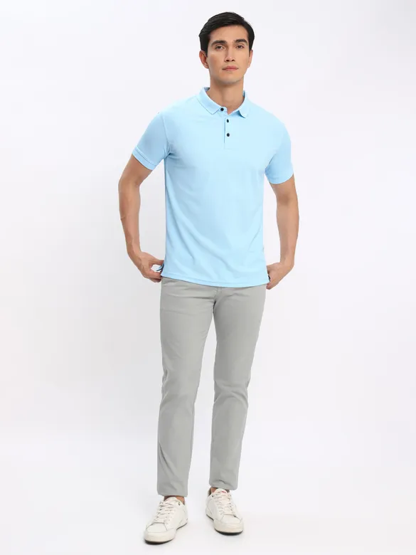 French Wine and Ice Blue Polo T-shirt with Space Grey Chinos: Pack of 3