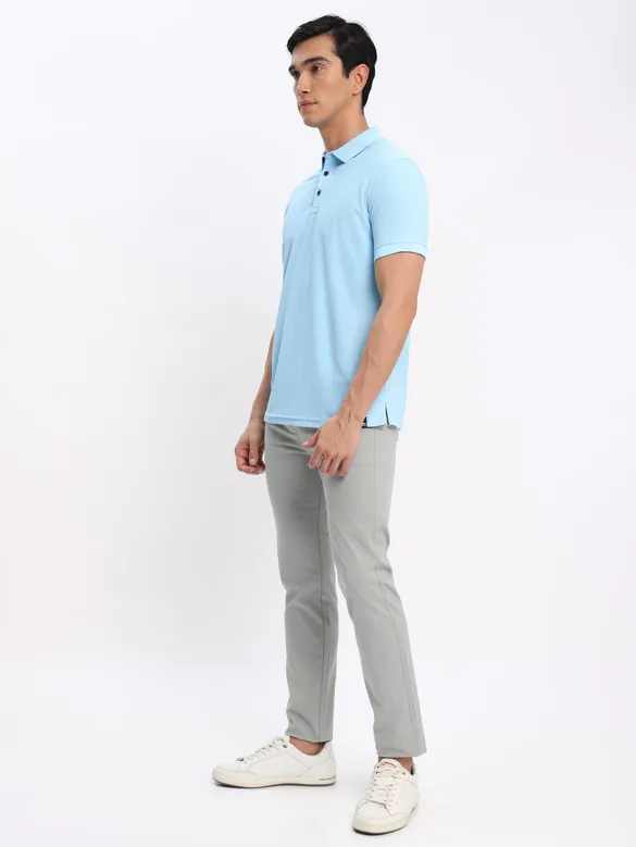 French Wine and Ice Blue Polo T-shirt with Space Grey Chinos: Pack of 3