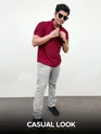 French Wine and Ice Blue Polo T-shirt with Space Grey Chinos: Pack of 3