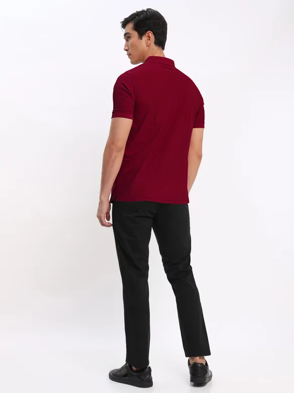 French Wine and Thunder Grey Polo T-shirt with Black Chinos: Pack of 3