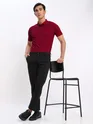 French Wine and Thunder Grey Polo T-shirt with Black Chinos: Pack of 3