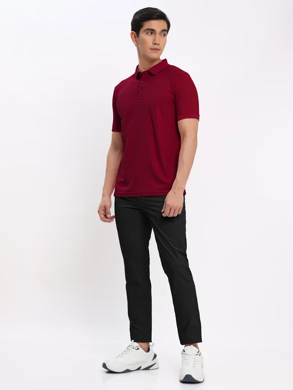 French Wine and Thunder Grey Polo T-shirt with Black Chinos: Pack of 3