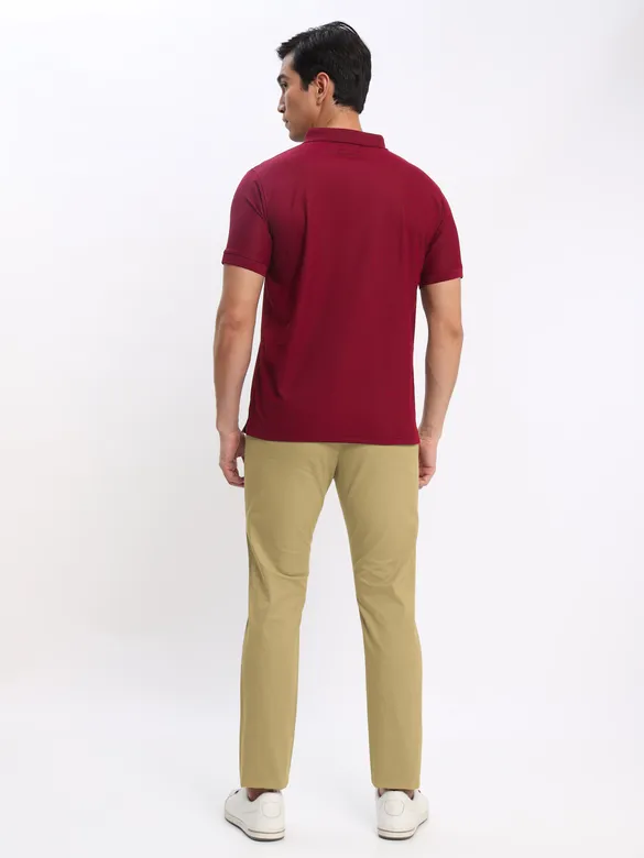 French Wine Polo T-shirt with Camel Beige Chinos: Pack of 2