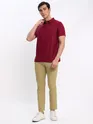 French Wine Polo T-shirt with Camel Beige Chinos: Pack of 2