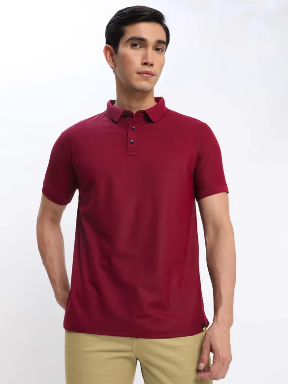 French Wine Polo T-shirt with Camel Beige Chinos: Pack of 2