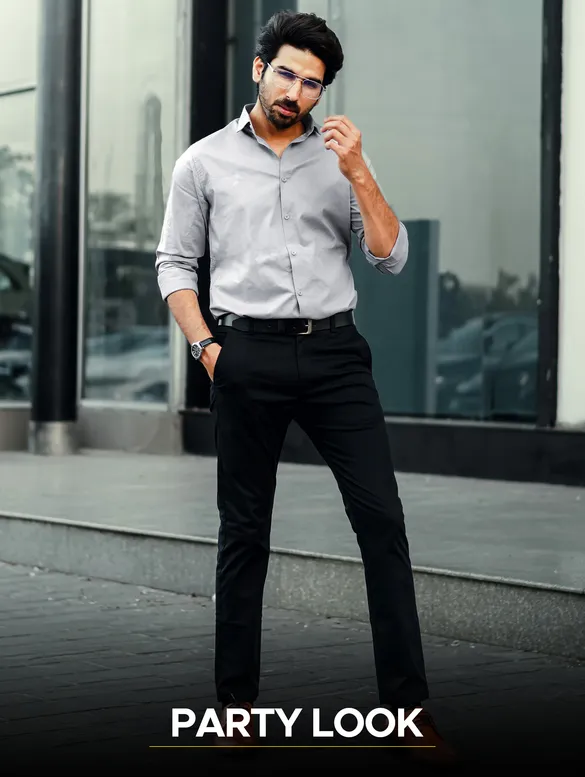Grey Shirt with Black Chinos: Pack of 2
