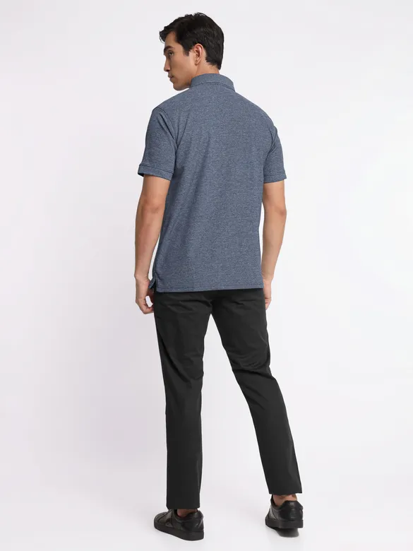 Melange Grey and Melange Blue Polo T-shirt with Black Chinos: Pack of 3
