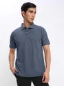 Melange Grey and Melange Blue Polo T-shirt with Black Chinos: Pack of 3