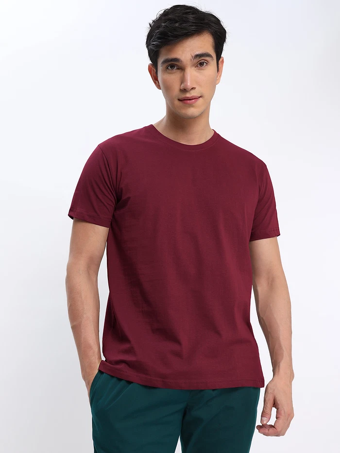 Mustard and Burgundy Plain T-shirt with Ocean Green Pyjama: Pack of 3