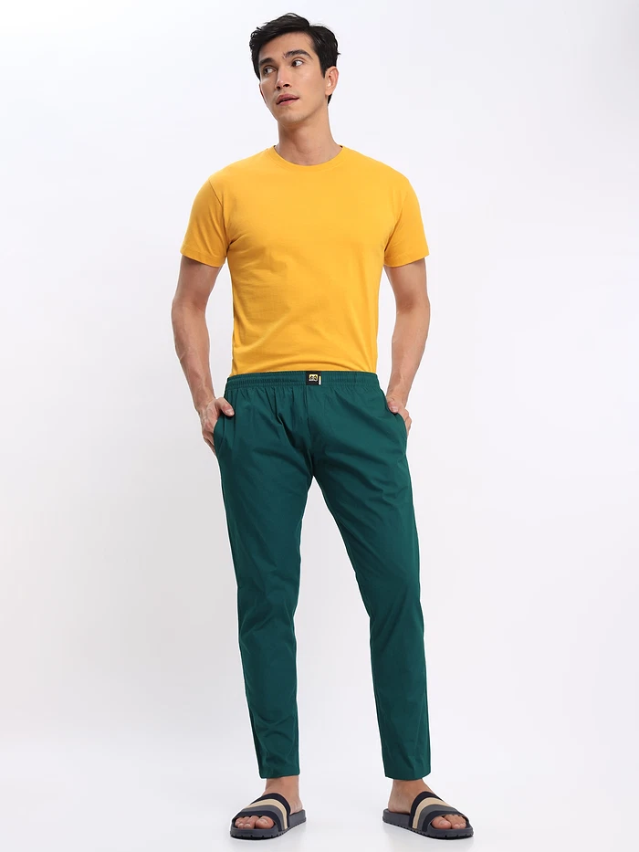 Mustard and Burgundy Plain T-shirt with Ocean Green Pyjama: Pack of 3