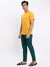 Mustard and Burgundy Plain T-shirt with Ocean Green Pyjama: Pack of 3
