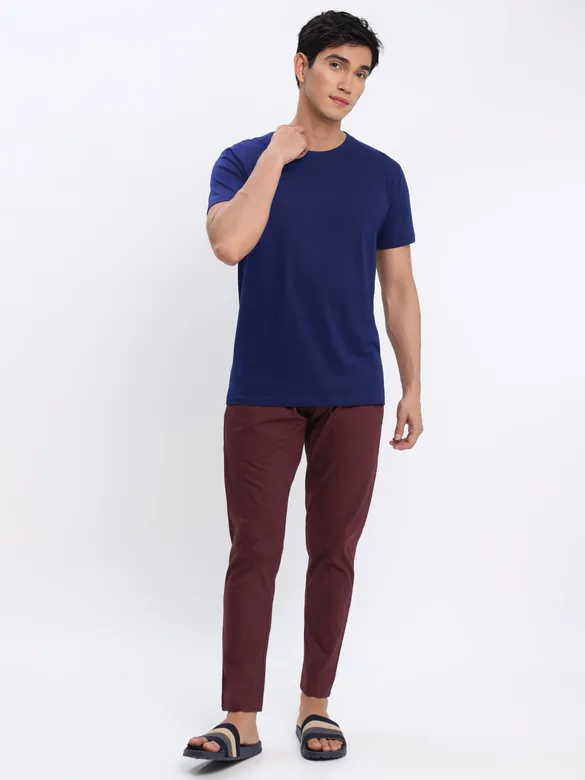 Navy Blue Plain T-shirt with Maroon Pyjama: Pack of 2