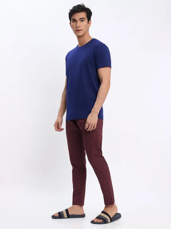 Navy Blue Plain T-shirt with Maroon Pyjama: Pack of 2