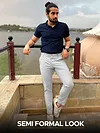 Rose Pink Polo T-shirt with Slivery White Chinos: Pack of 2