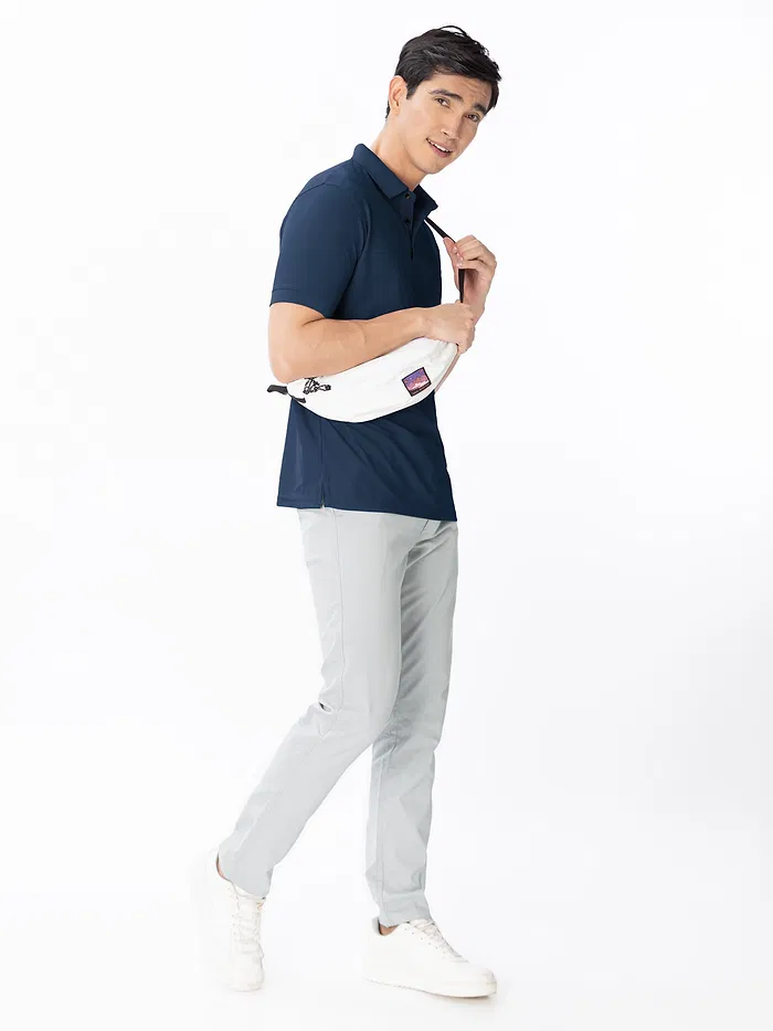 Rose Pink Polo T-shirt with Slivery White Chinos: Pack of 2