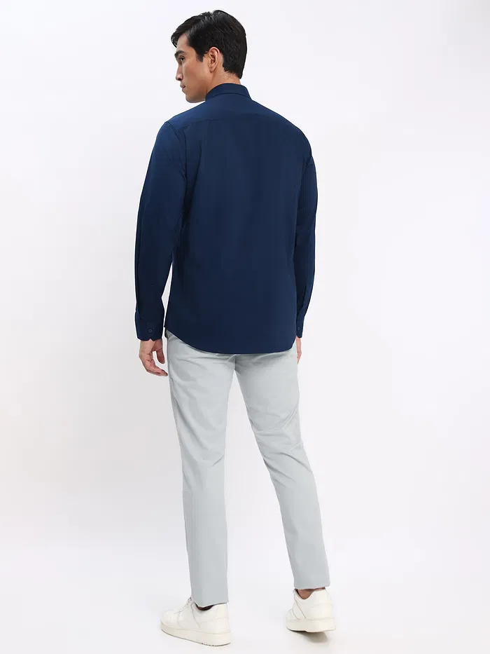 Navy Blue Shirt with Silvery White Chinos: Pack of 2