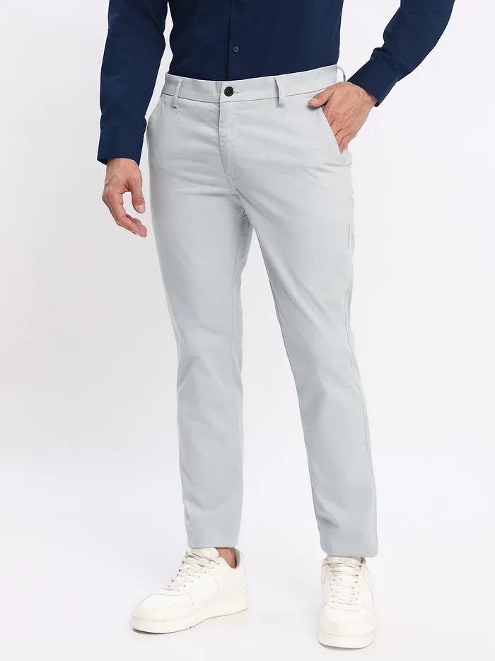 Navy Blue Shirt with Silvery White Chinos: Pack of 2