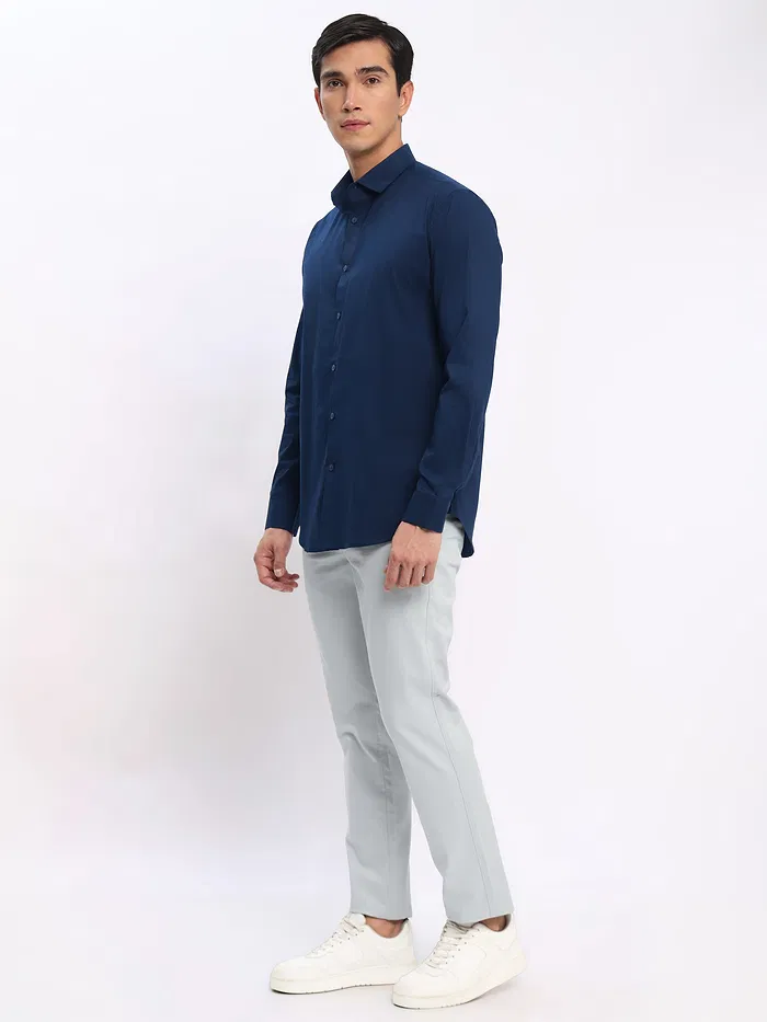 Navy Blue Shirt with Silvery White Chinos: Pack of 2