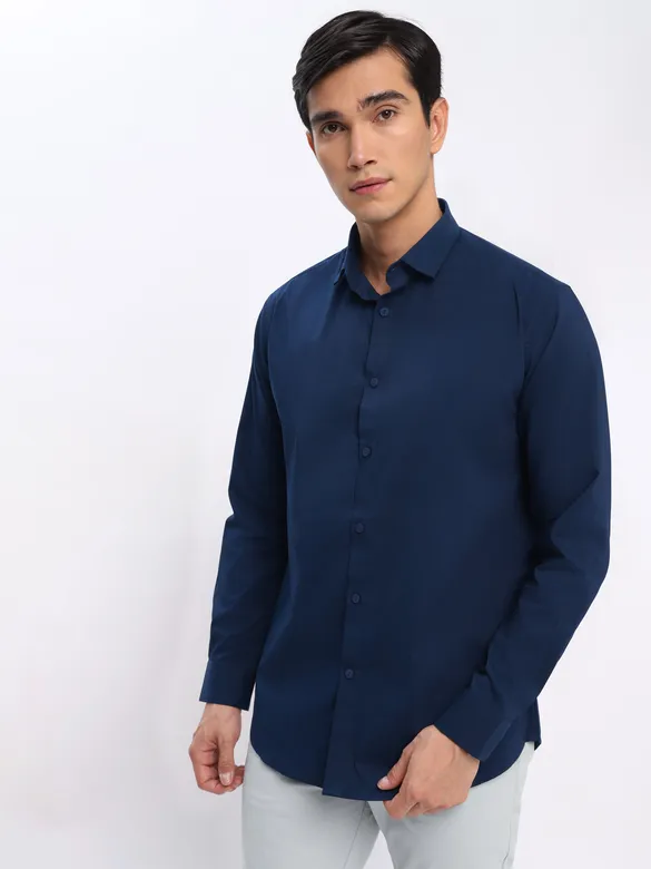 Navy Blue Shirt with Silvery White Chinos: Pack of 2