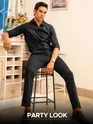 Peach and Black Shirt with Black Chinos: Pack of 3
