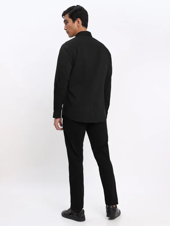 Peach and Black Shirt with Black Chinos: Pack of 3