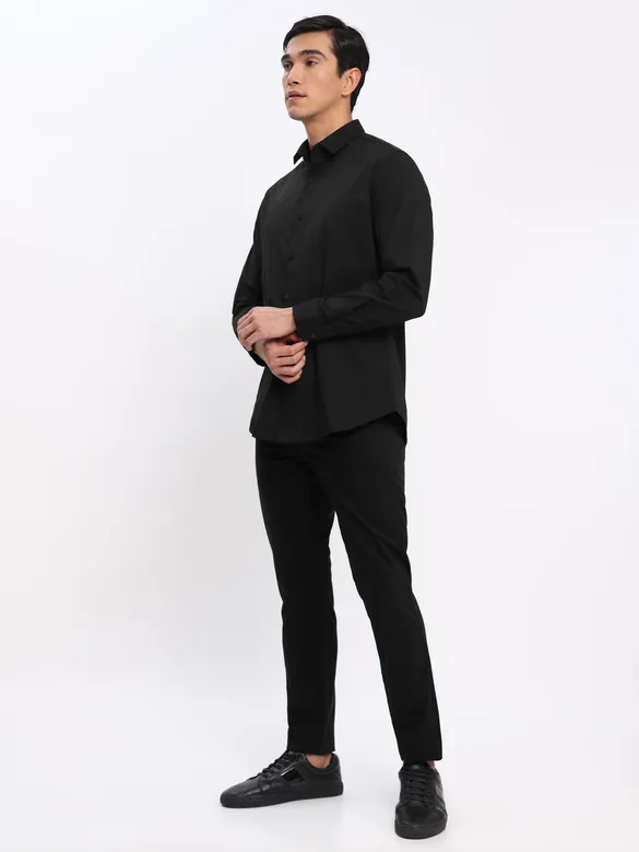 Peach and Black Shirt with Black Chinos: Pack of 3
