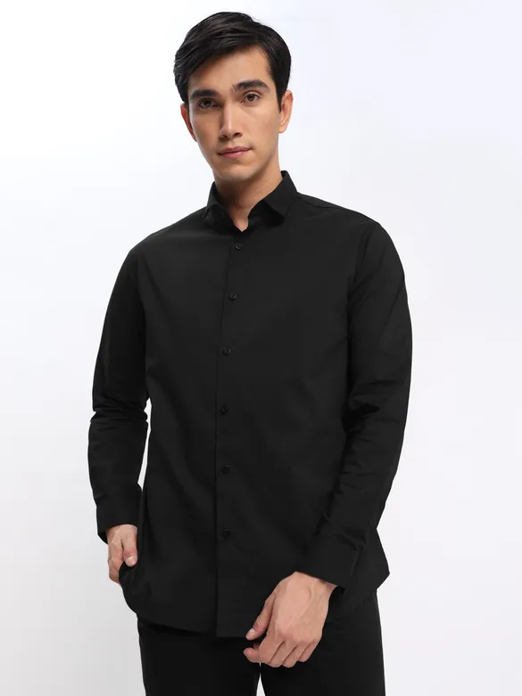 Peach and Black Shirt with Black Chinos: Pack of 3