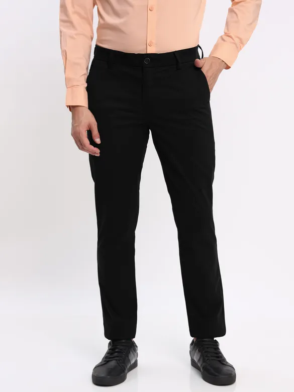 Peach and Black Shirt with Black Chinos: Pack of 3
