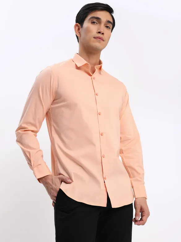 Peach and Black Shirt with Black Chinos: Pack of 3