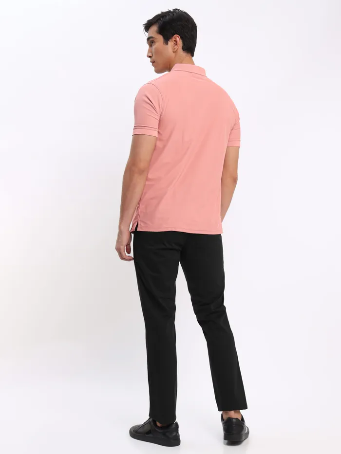 Rose Pink and Thunder Grey Polo T-shirt with Black Chinos: Pack of 3