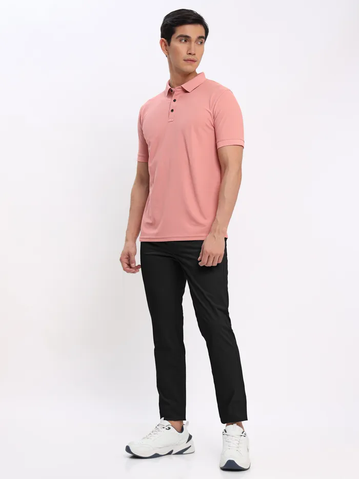 Rose Pink and Thunder Grey Polo T-shirt with Black Chinos: Pack of 3
