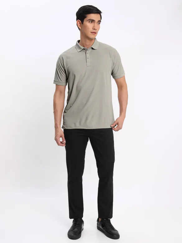 Rose Pink and Thunder Grey Polo T-shirt with Black Chinos: Pack of 3