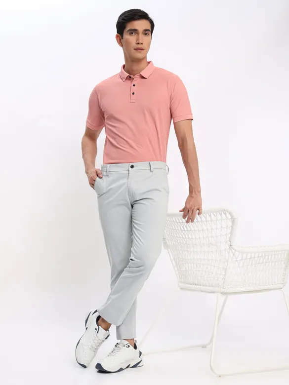 Rose Pink Polo T-shirt with Slivery White Chinos: Pack of 2