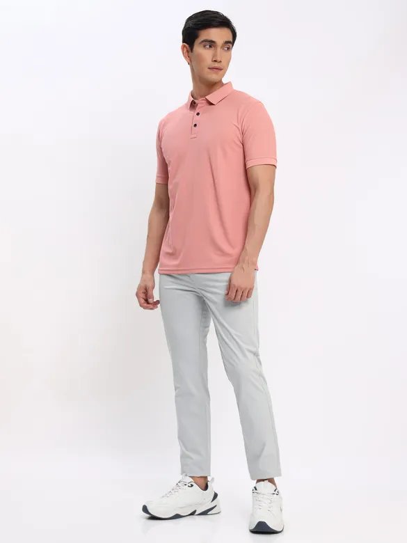 Rose Pink Polo T-shirt with Slivery White Chinos: Pack of 2