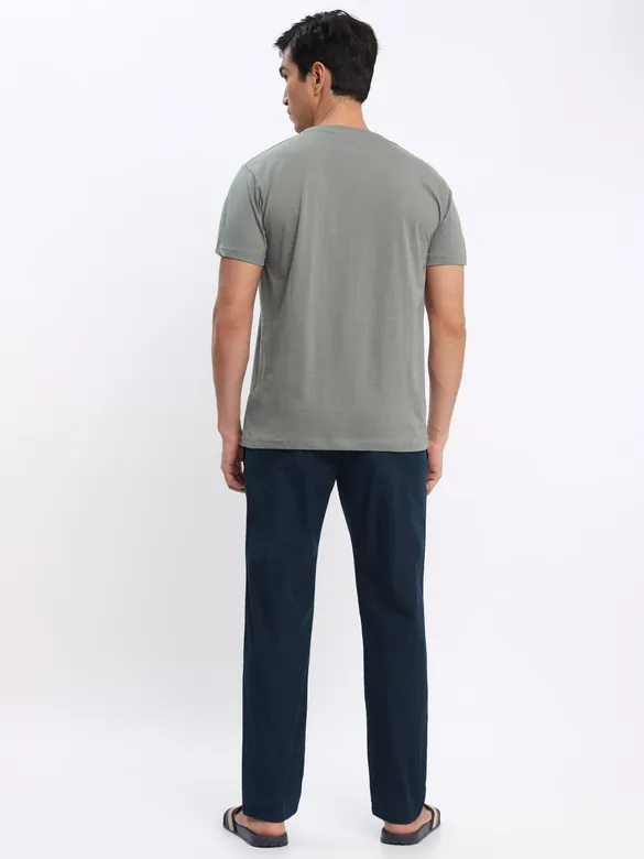 Space Grey and Pink Plain T-shirt with Navy Blue Pyjama: Pack of 3