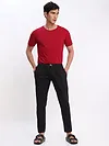 Teal Blue and Red Plain T-shirt with Black Pyjama: Pack of 3