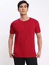 Teal Blue and Red Plain T-shirt with Black Pyjama: Pack of 3