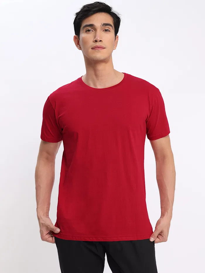 Teal Blue and Red Plain T-shirt with Black Pyjama: Pack of 3