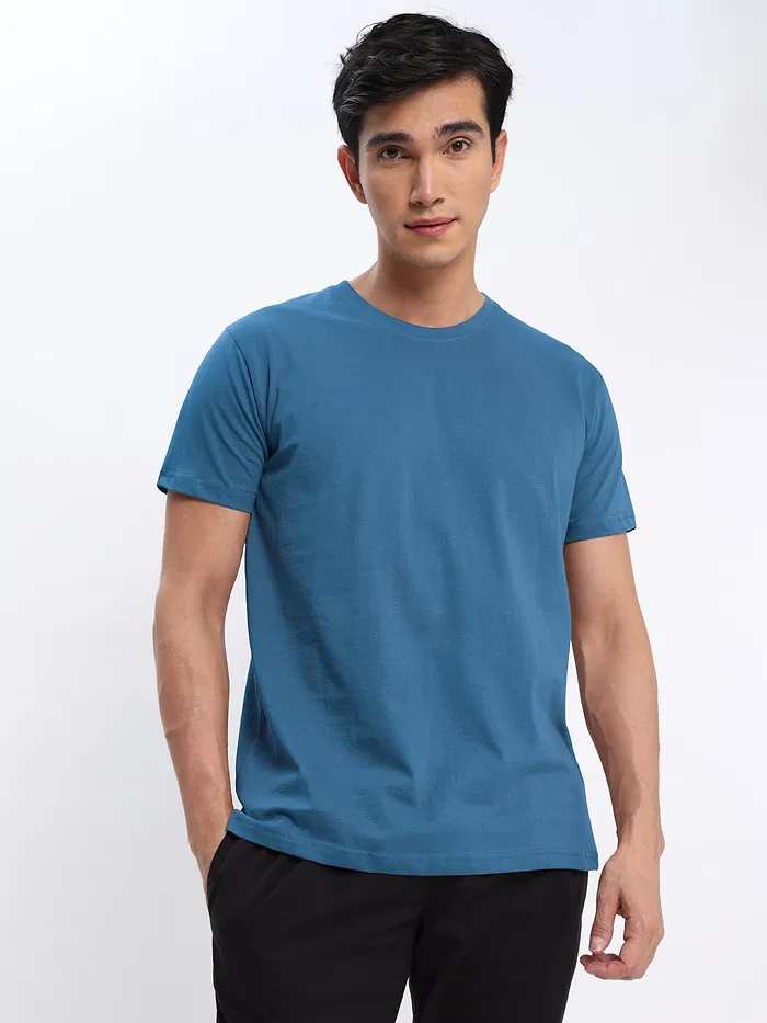Teal Blue and Red Plain T-shirt with Black Pyjama: Pack of 3