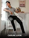 Thunder Grey Polo T-shirt with Black Chinos: Pack of 2